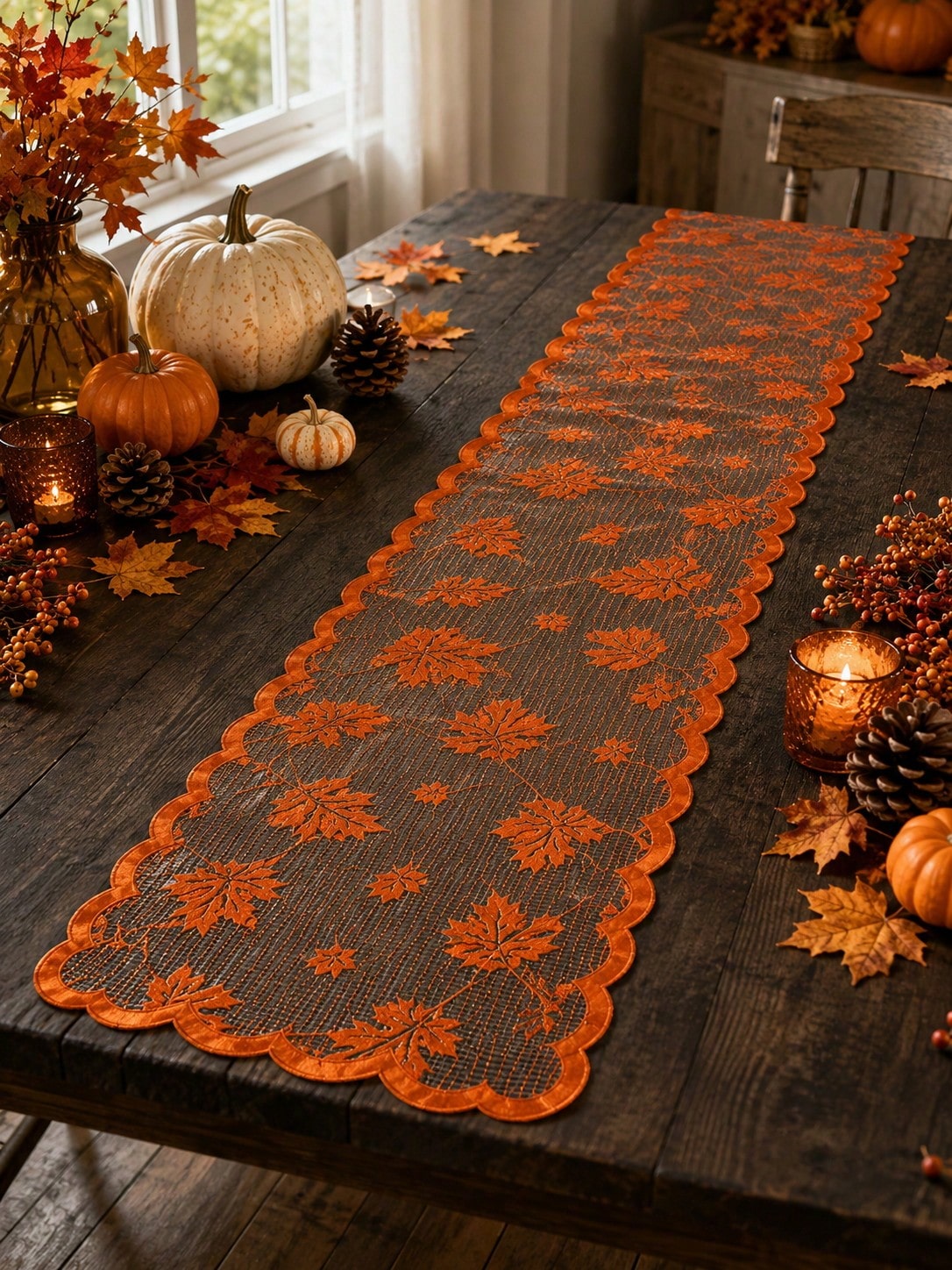 maple leaf lace table runner - photo 5
