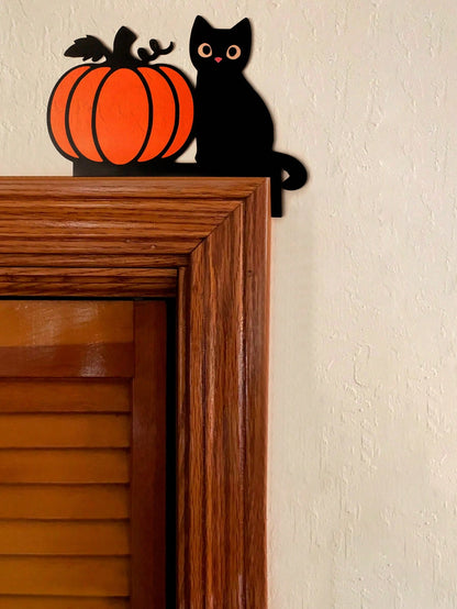 black cat pumpkin door corner decor - photo 5