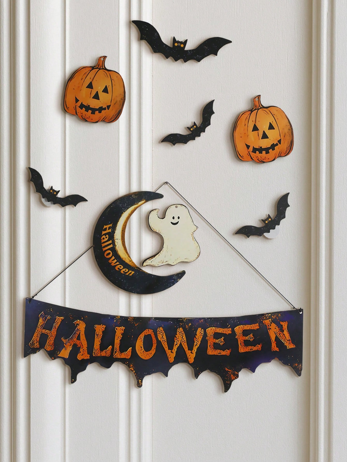 Happy Halloween banner pumpkin bat set - photo 5