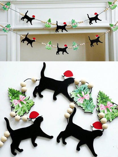 black cat Christmas felt garland - photo 6