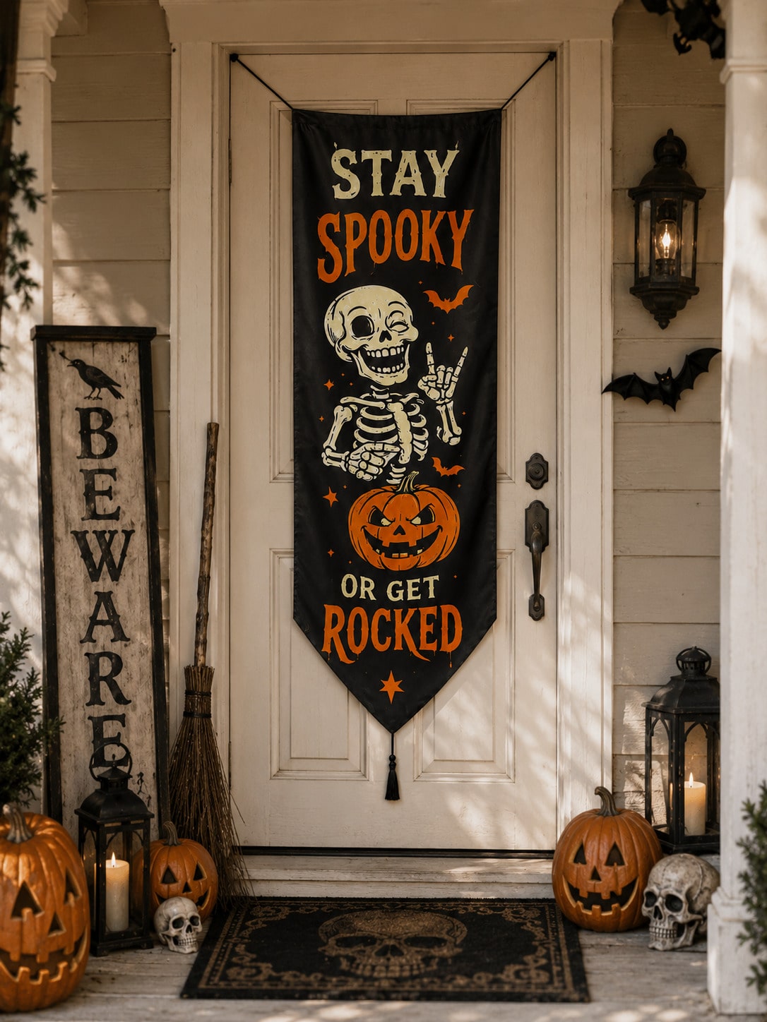 stay spooky skeleton porch banner - photo 5