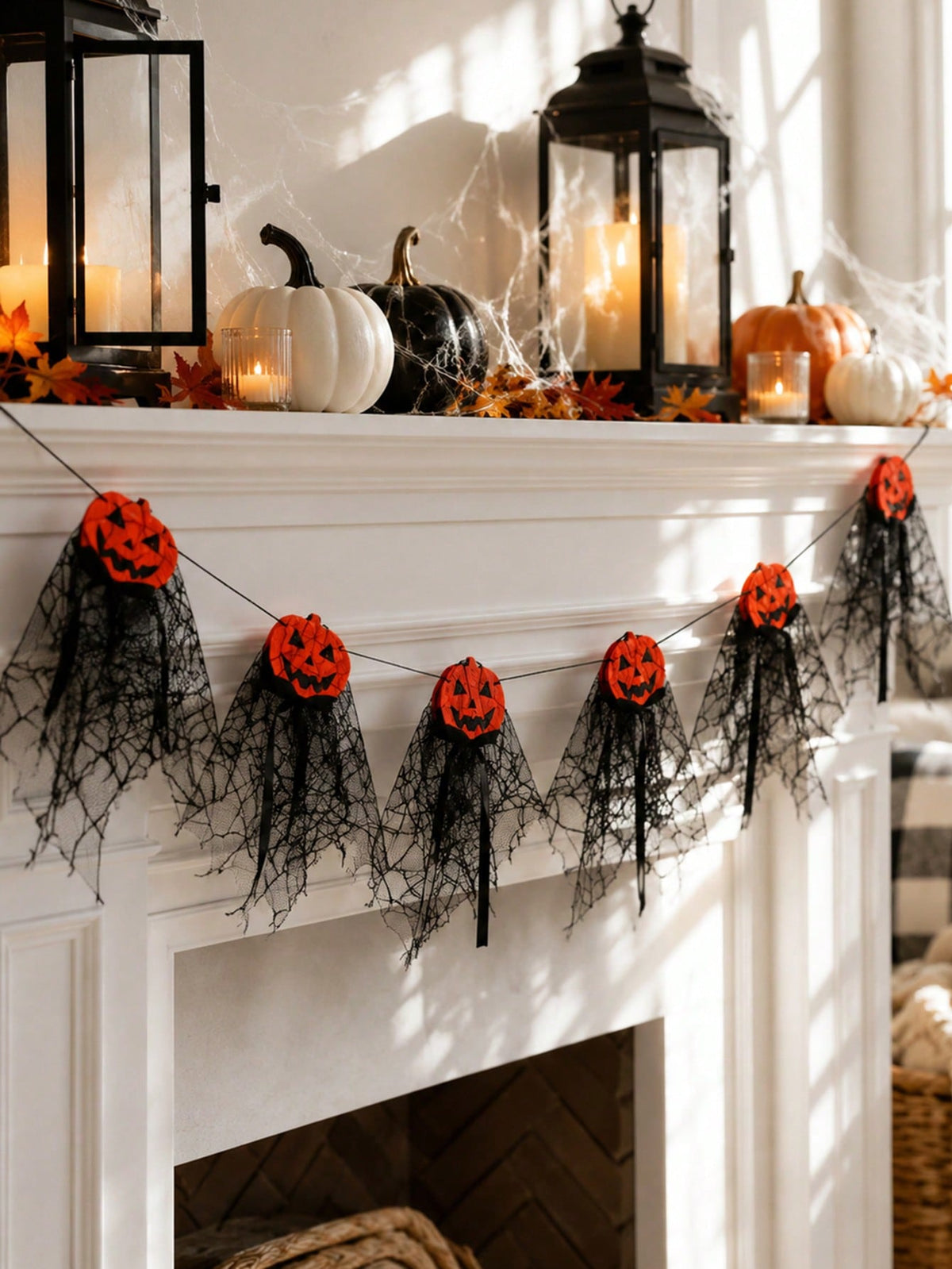 pumpkin black tulle Halloween garland - photo 6