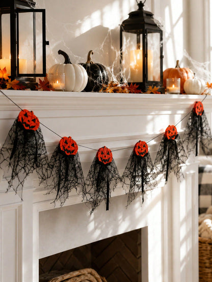 pumpkin black tulle Halloween garland - photo 6