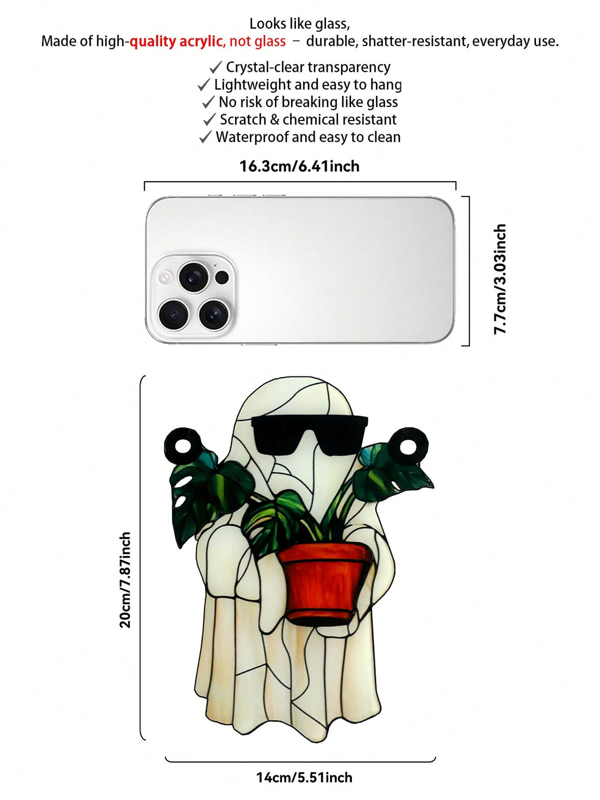 ghost monstera suncatcher - photo 6