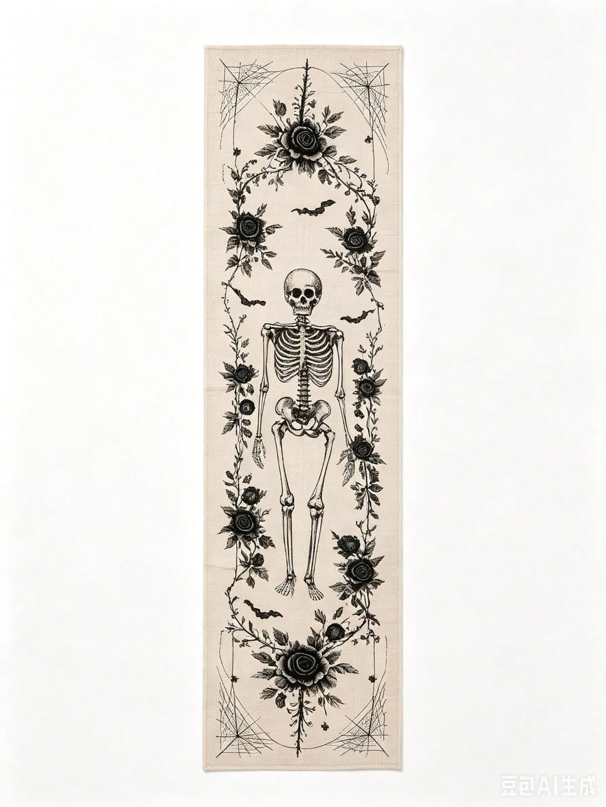 skull black rose table runner - photo 5