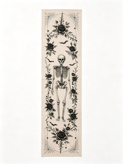 skull black rose table runner - photo 5