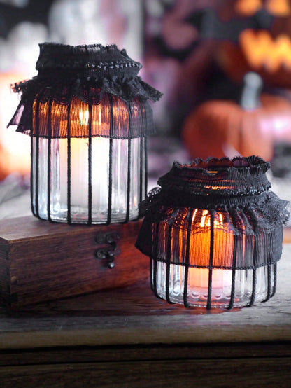 gothic lace jar candle holder - photo 5