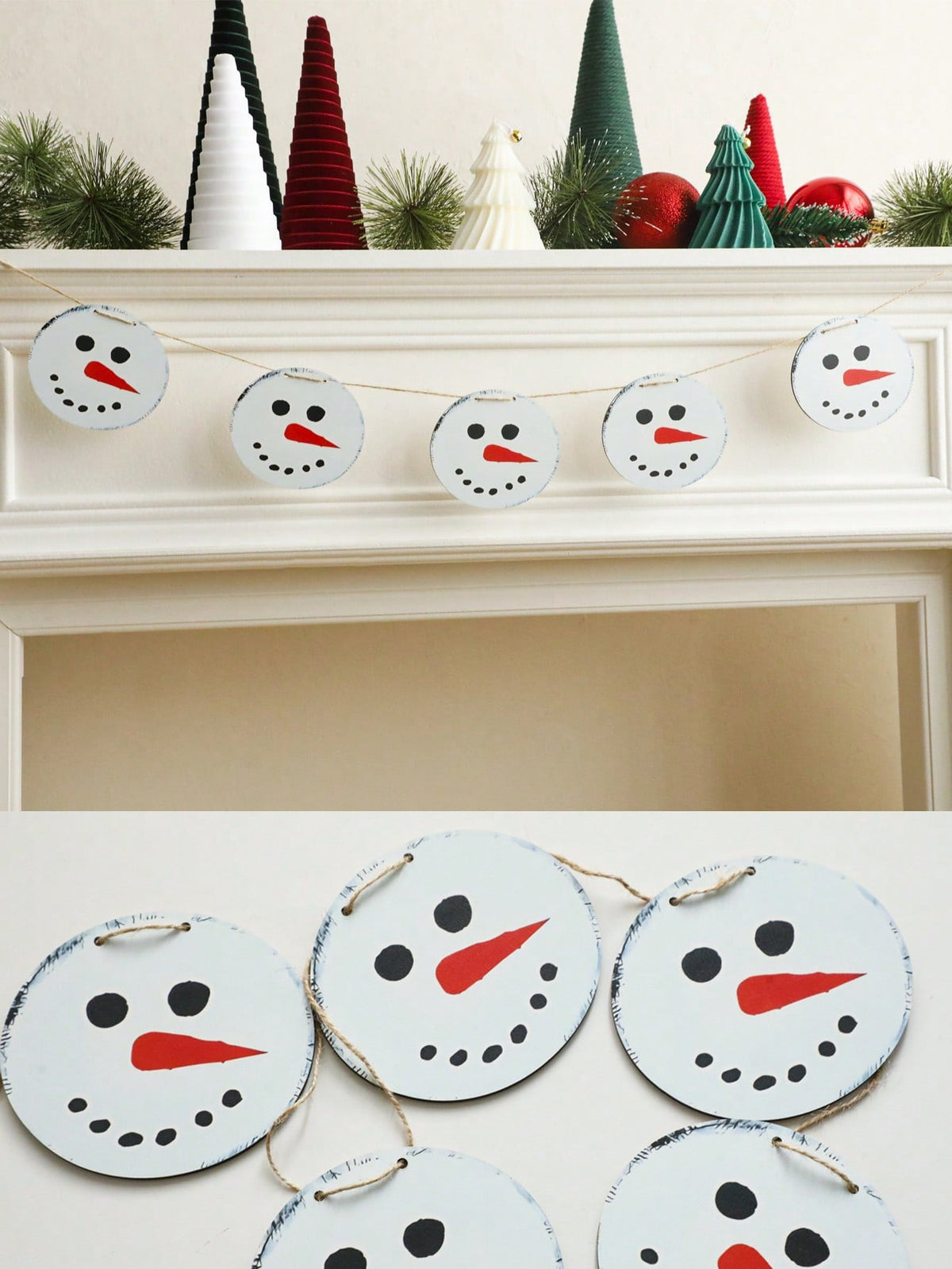 snowman face Christmas garland - photo 6