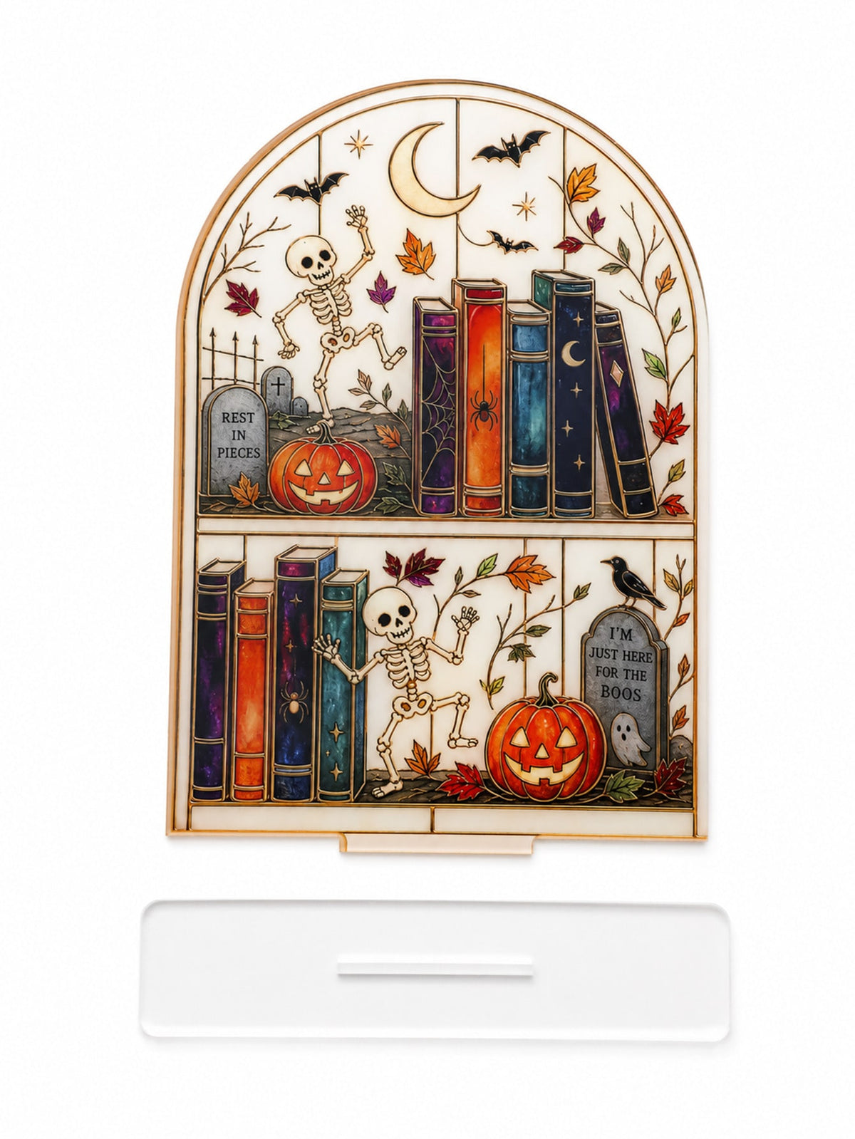 skeleton bookshelf Halloween tabletop sign - photo 6