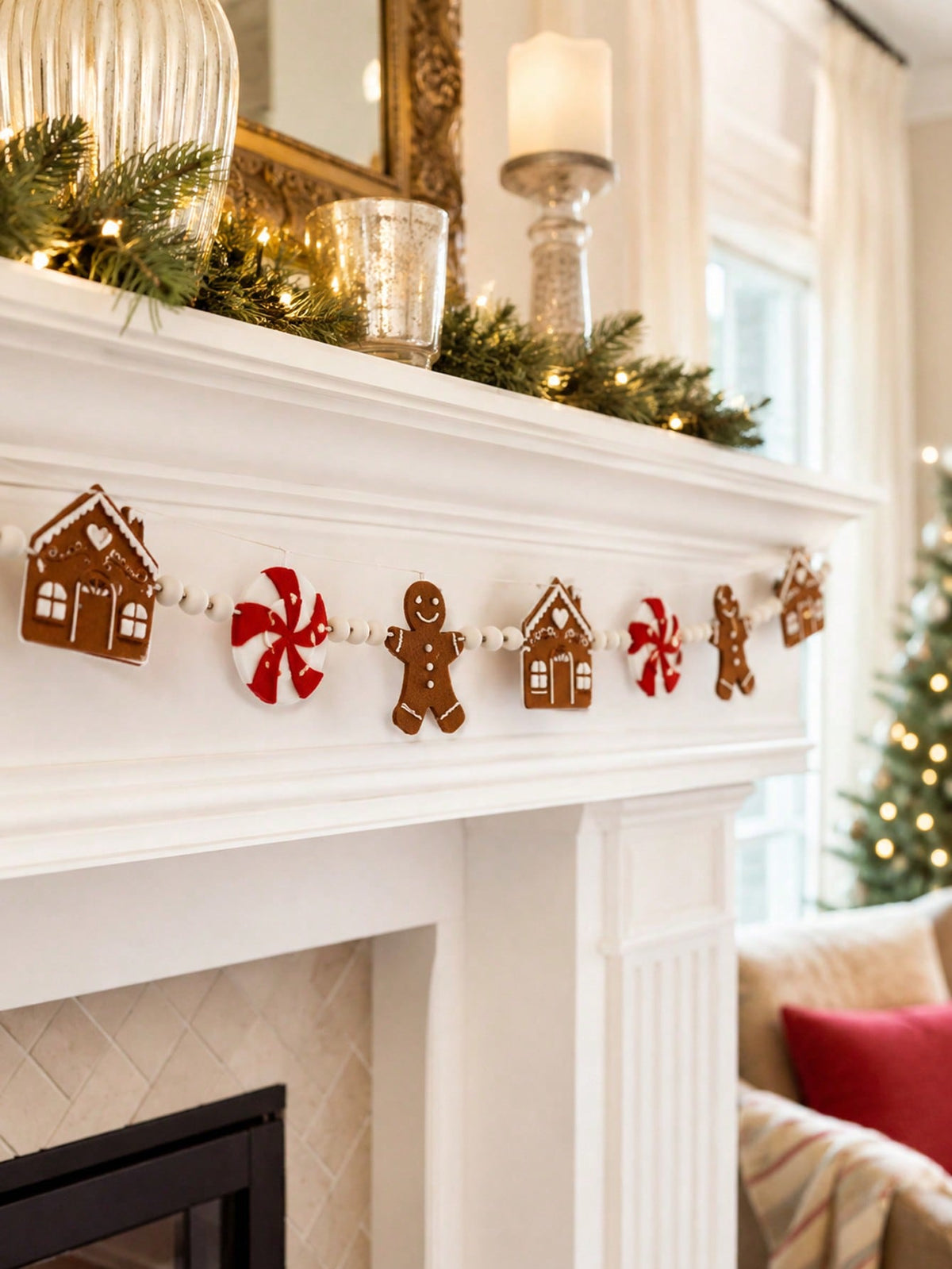 gingerbread peppermint felt garland - Red photo 4