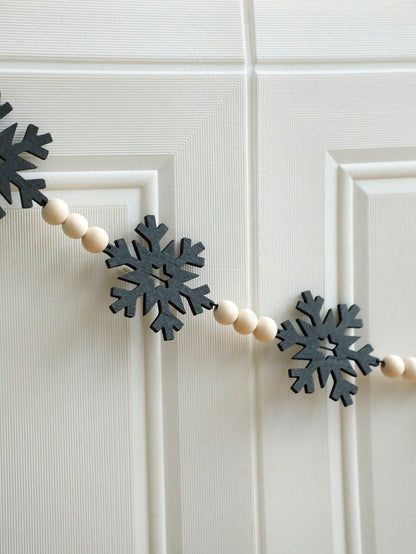 felt snowflake bead garland - Black photo 5