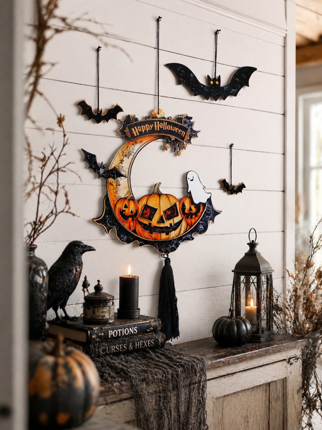 crescent moon pumpkin hanging decor - photo 6