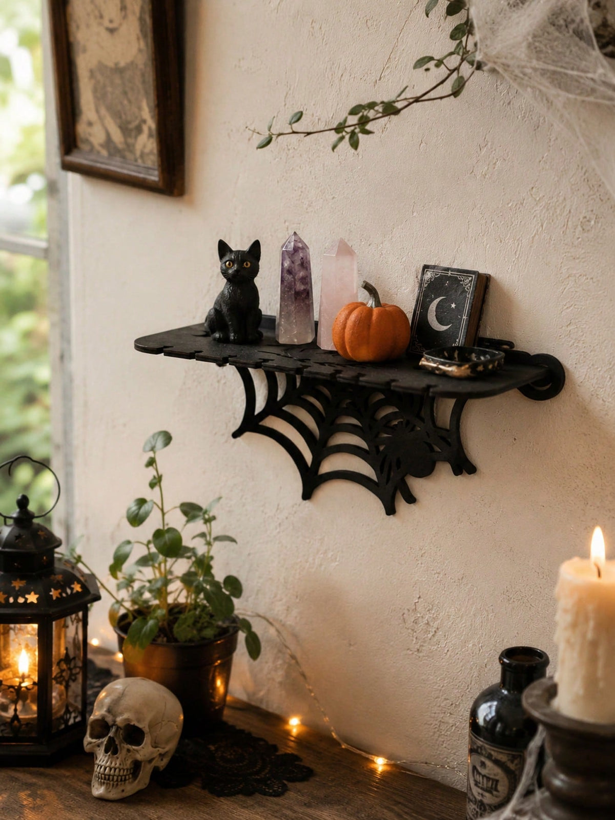spiderweb gothic wall shelf - photo 5