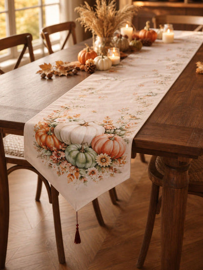 pumpkin wildflower table runner - photo 6