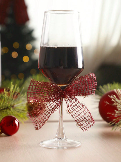 glitter mesh wine glass bows - Red photo 4
