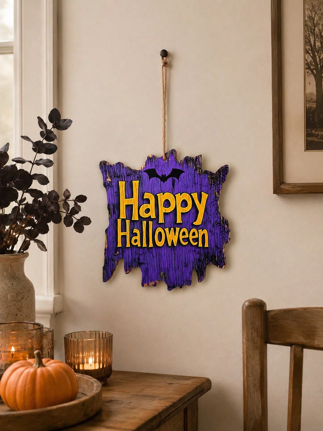 Happy Halloween bat hanging sign - photo 6