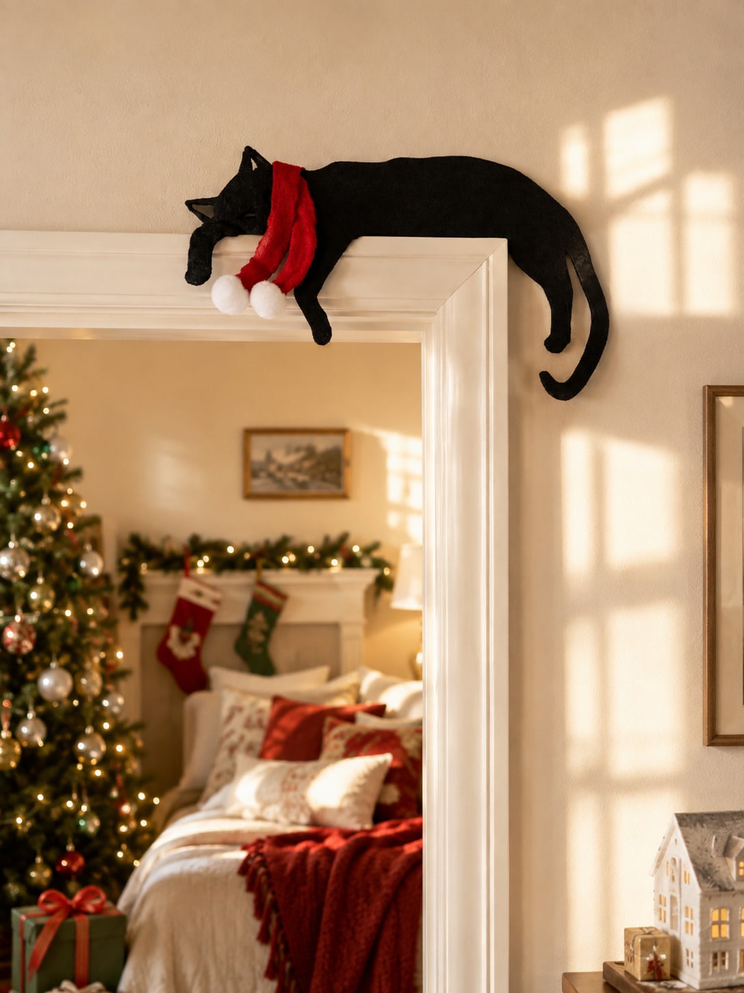 black cat Christmas door topper - photo 5