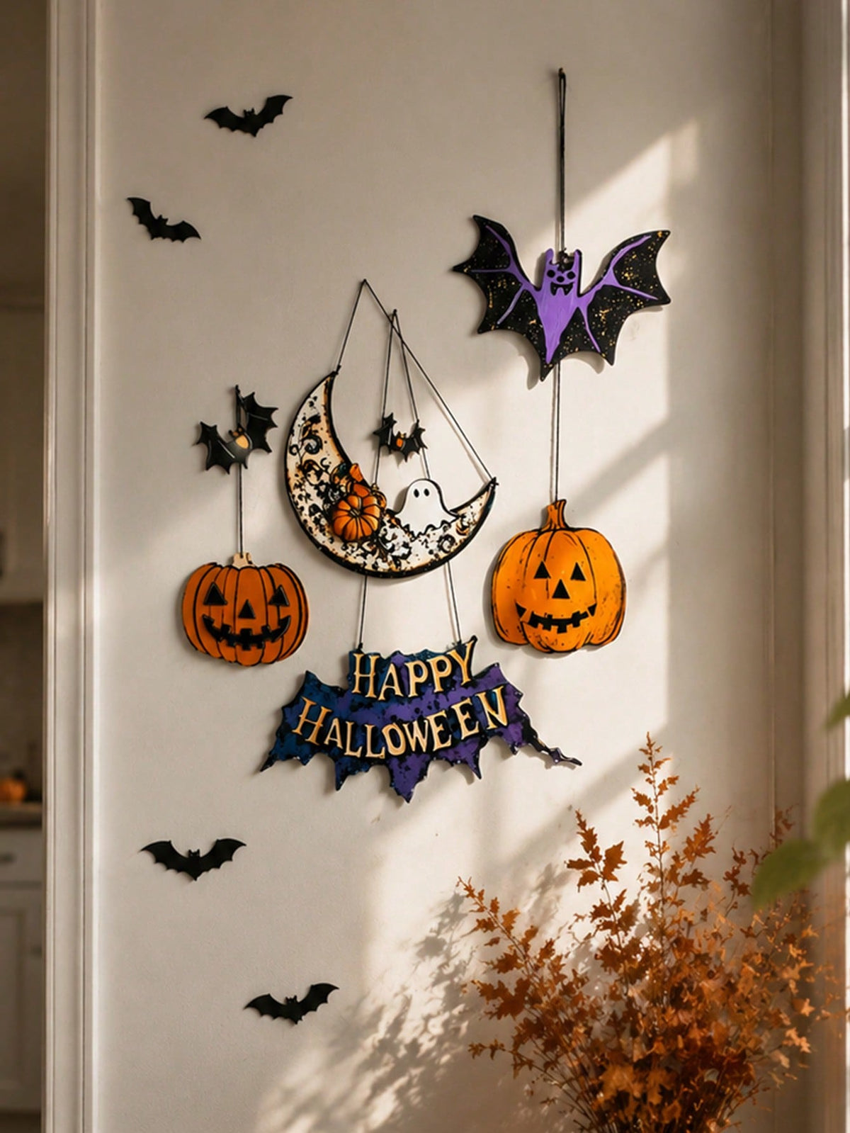bat moon pumpkin Halloween door sign - photo 6