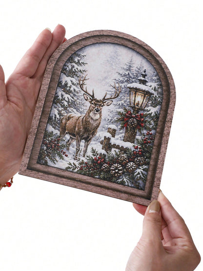 reindeer snowy forest arch sign - photo 6