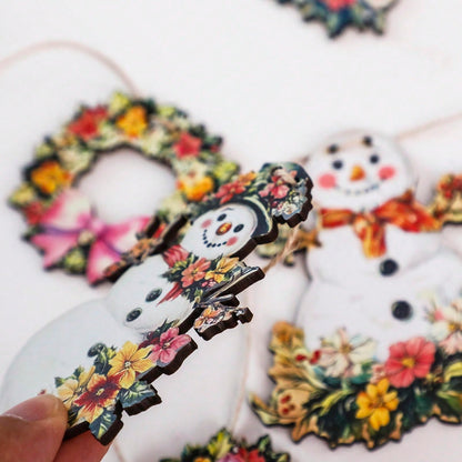 floral snowman wreath garland - photo 5