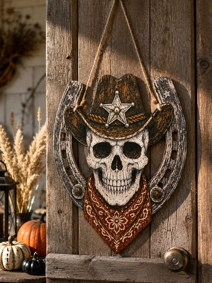 cowboy skull horseshoe door hanger - photo 5