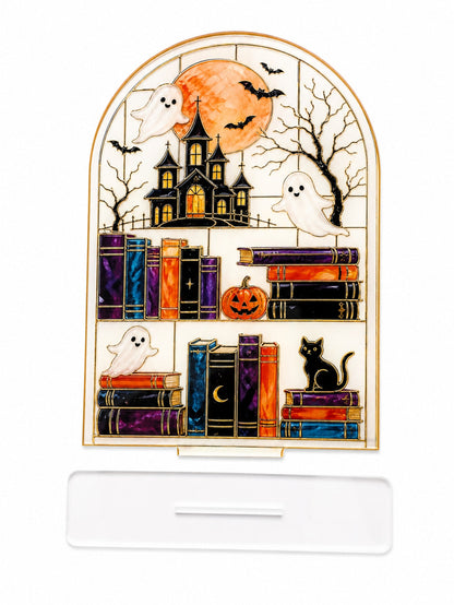 haunted house bookshelf Halloween sign - photo 6