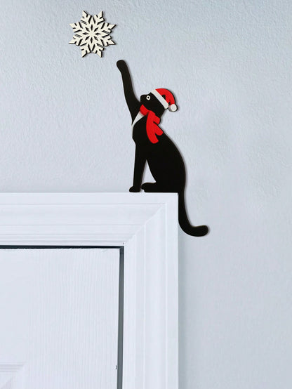 black cat Christmas door corner decor - photo 6