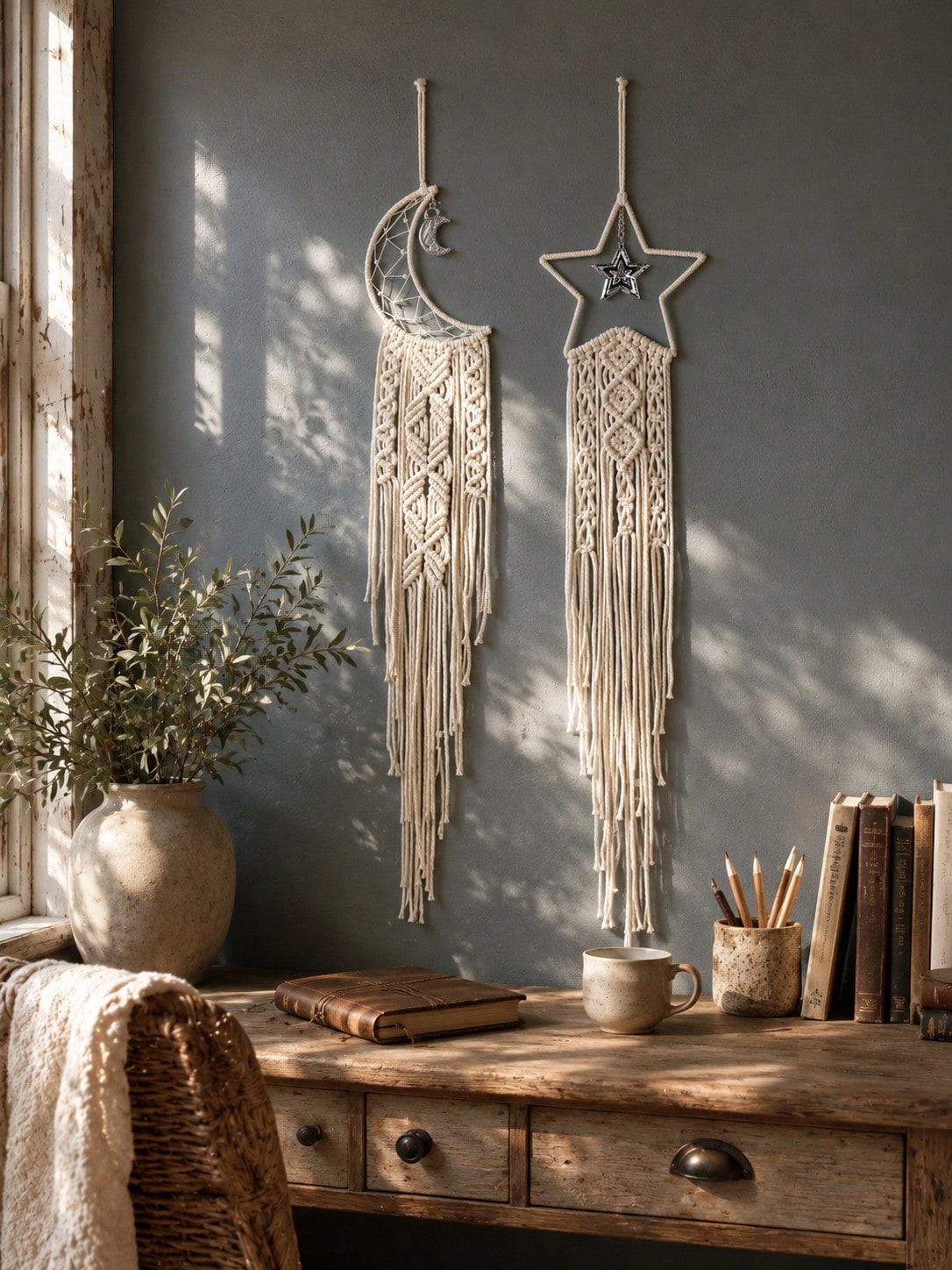 moon star macrame wall hanging - photo 5