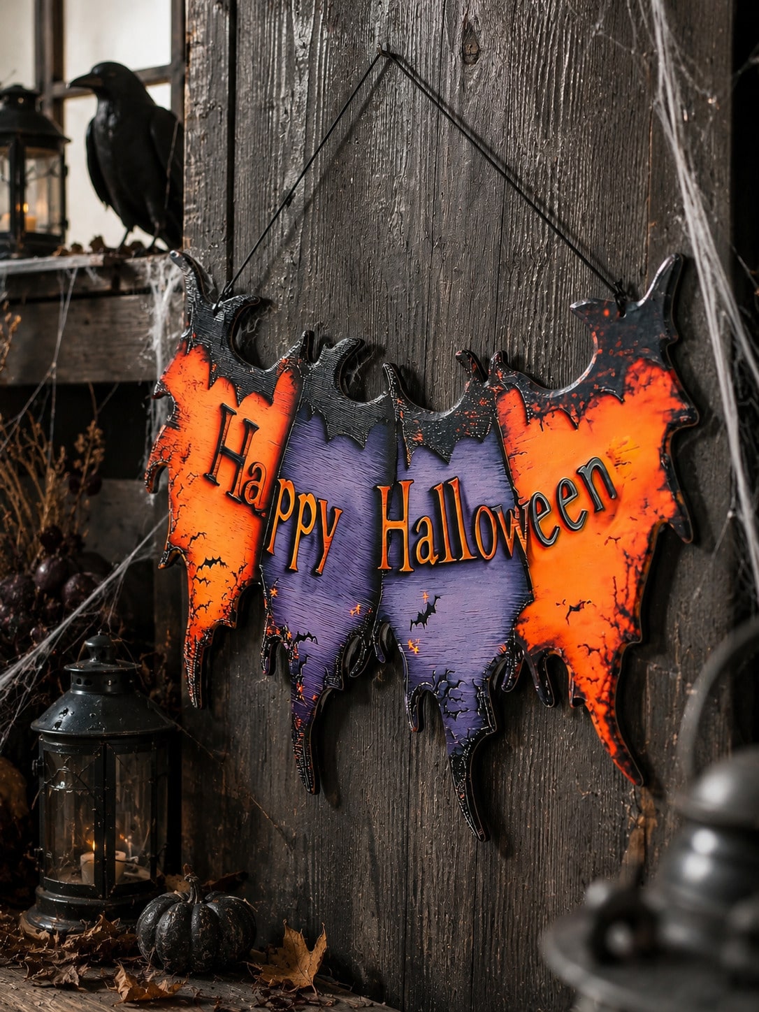 Happy Halloween bat banner sign - photo 6
