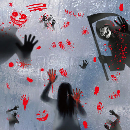 bloody handprint Halloween window clings - photo 6