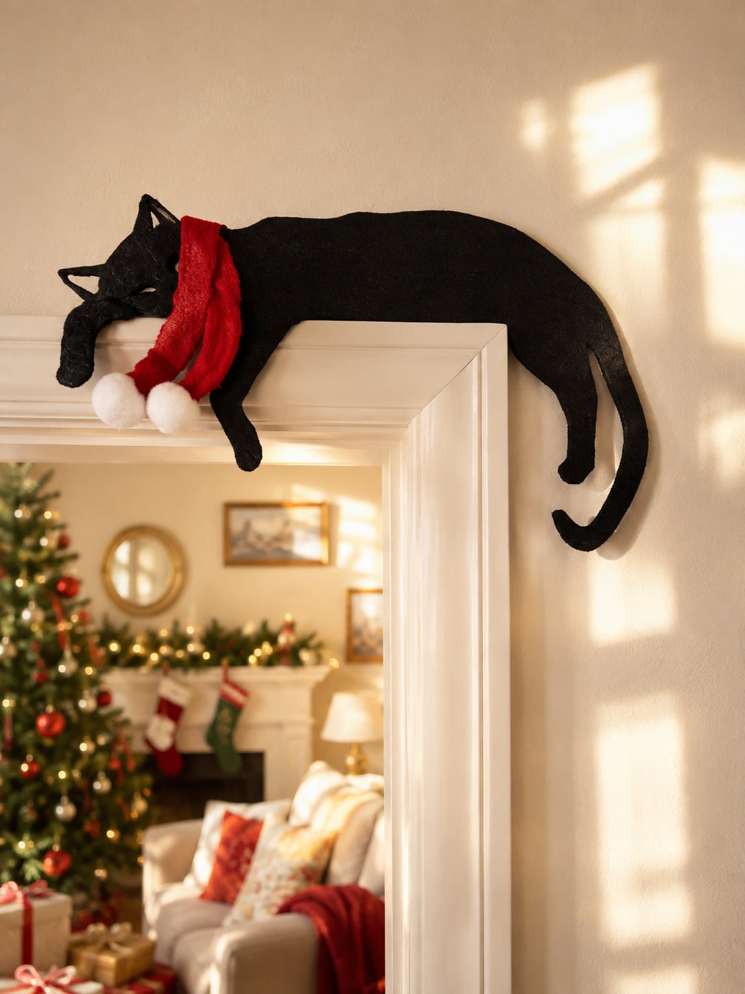 black cat Christmas door topper - photo 6