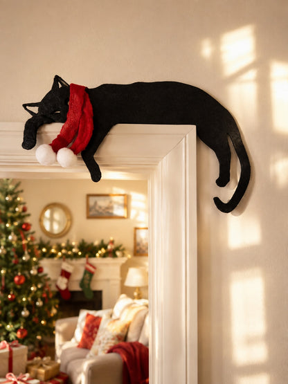 black cat Christmas door topper - photo 6