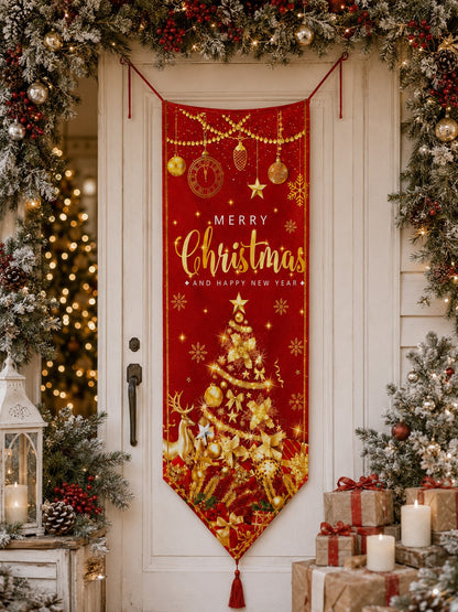 Merry Christmas red door banner - photo 7