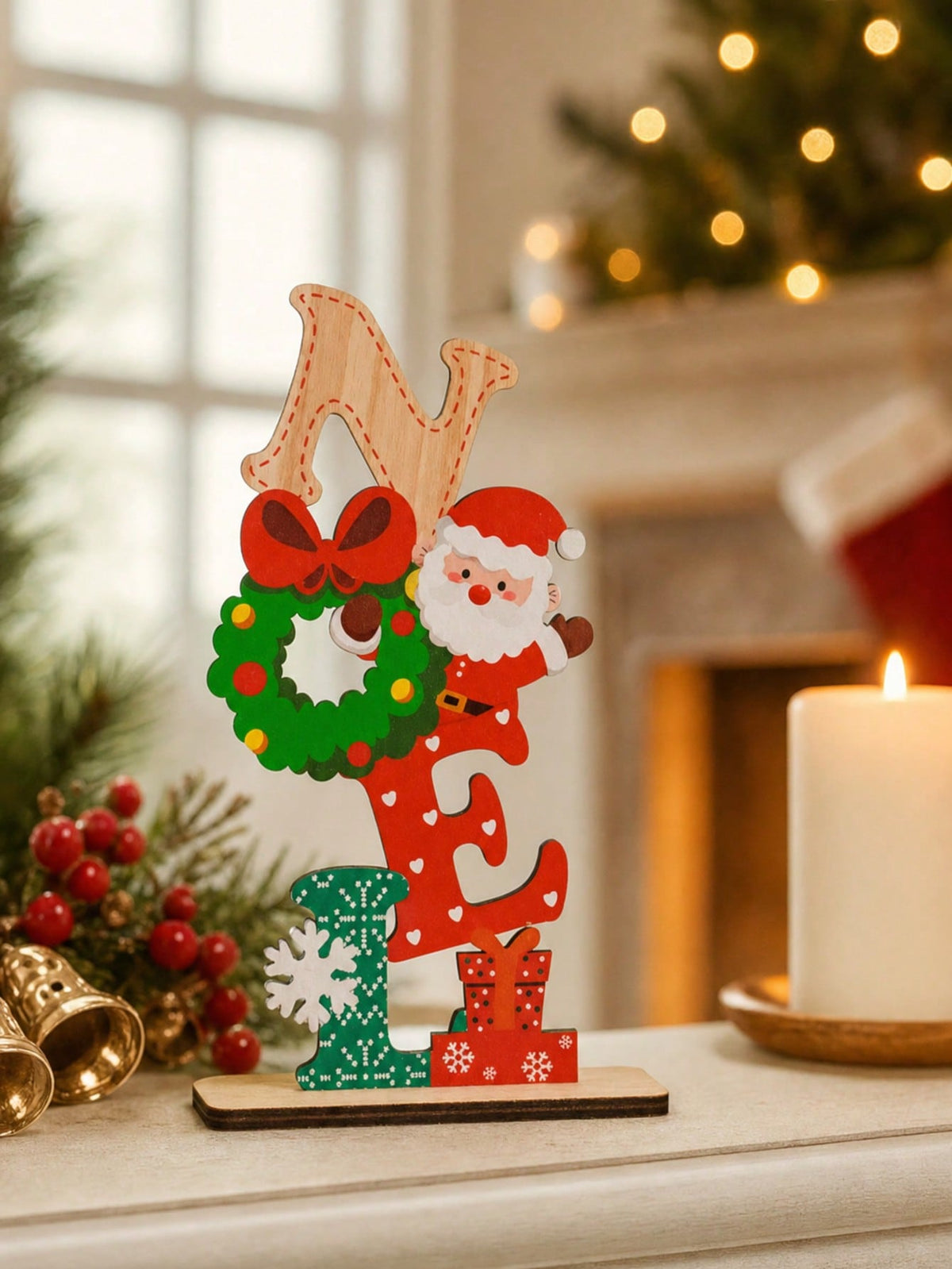 Santa stacked letter tabletop sign - Red photo 7