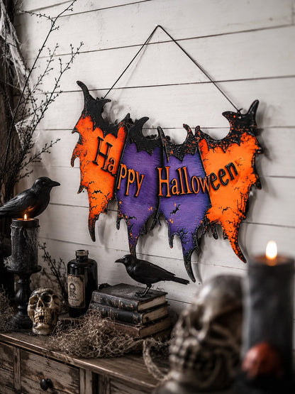 Happy Halloween bat banner sign - photo 7