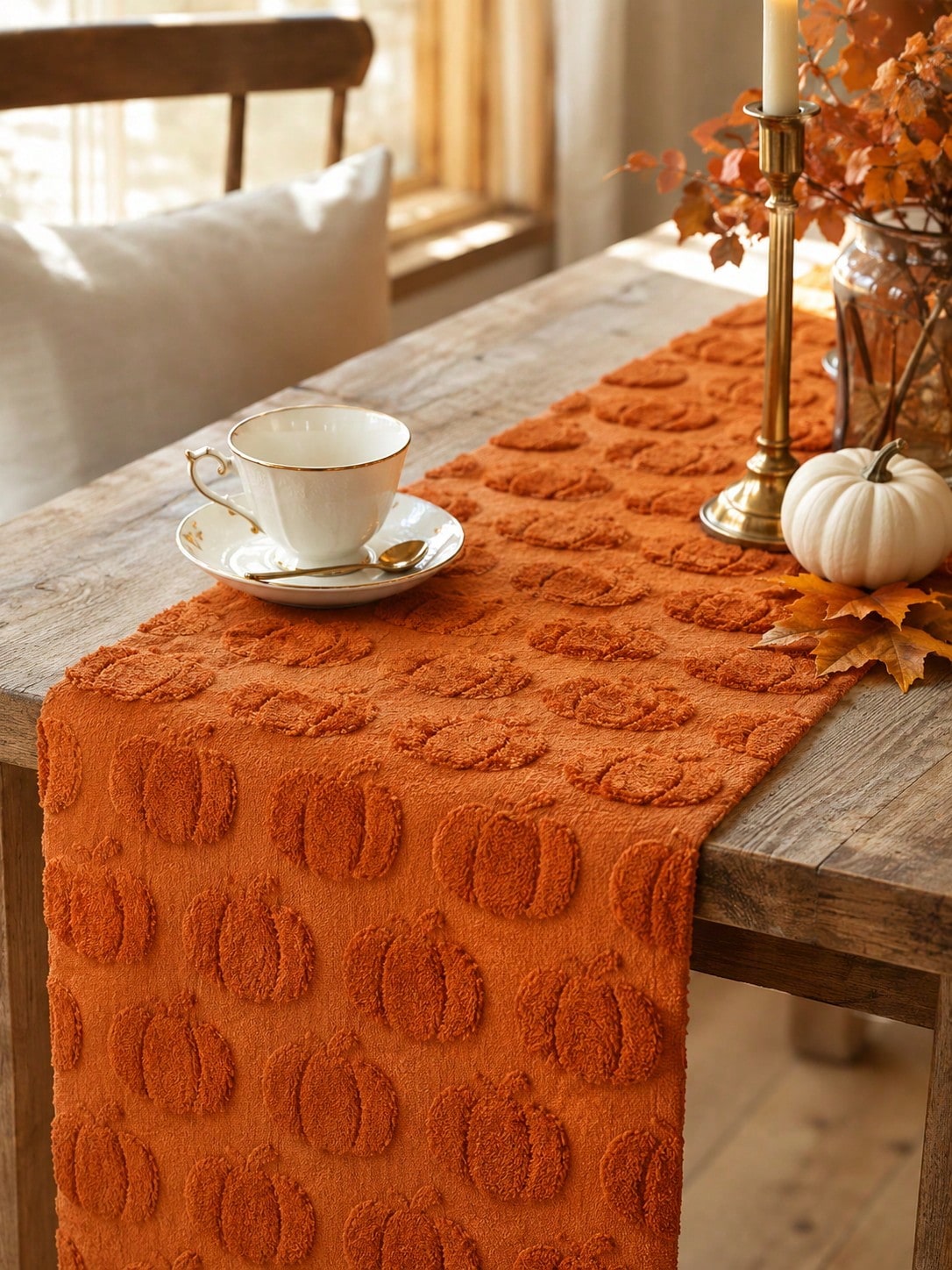 embossed pumpkin table runner - photo 6