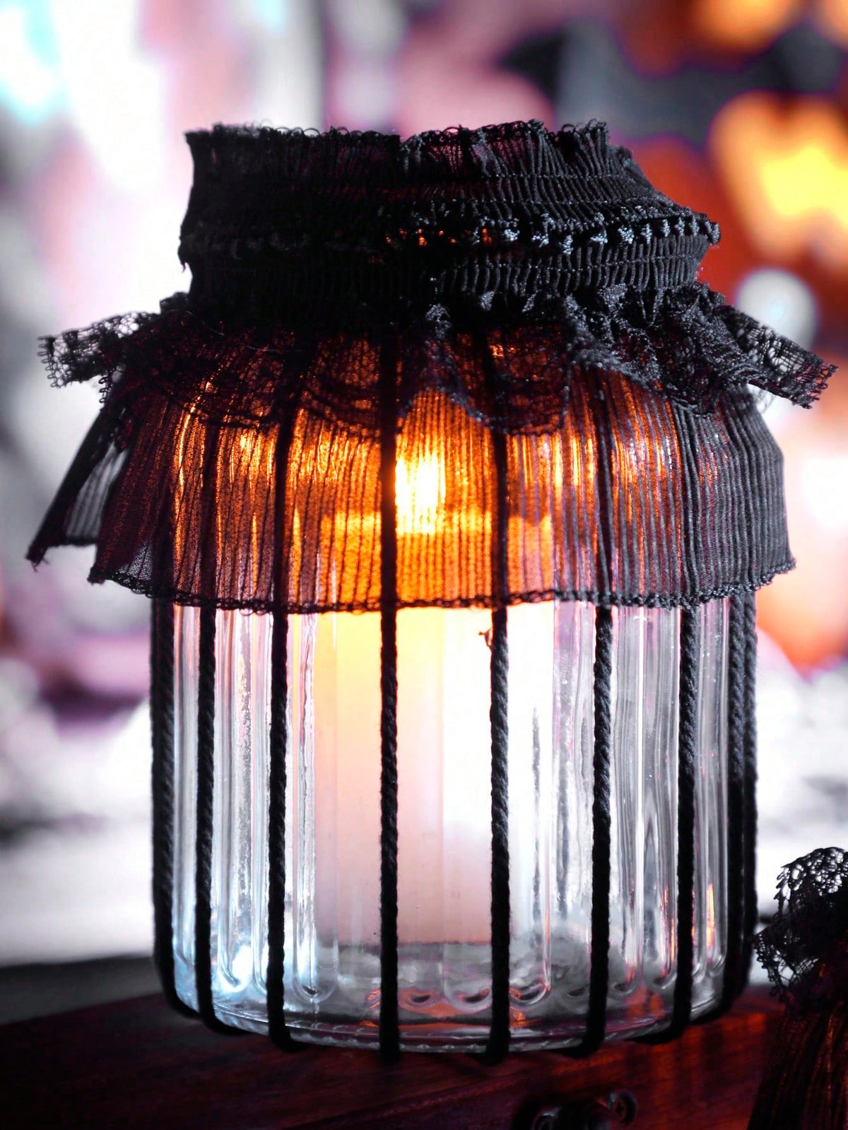 gothic lace jar candle holder - photo 6