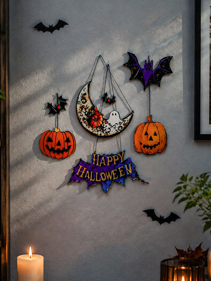 bat moon pumpkin Halloween door sign - photo 7