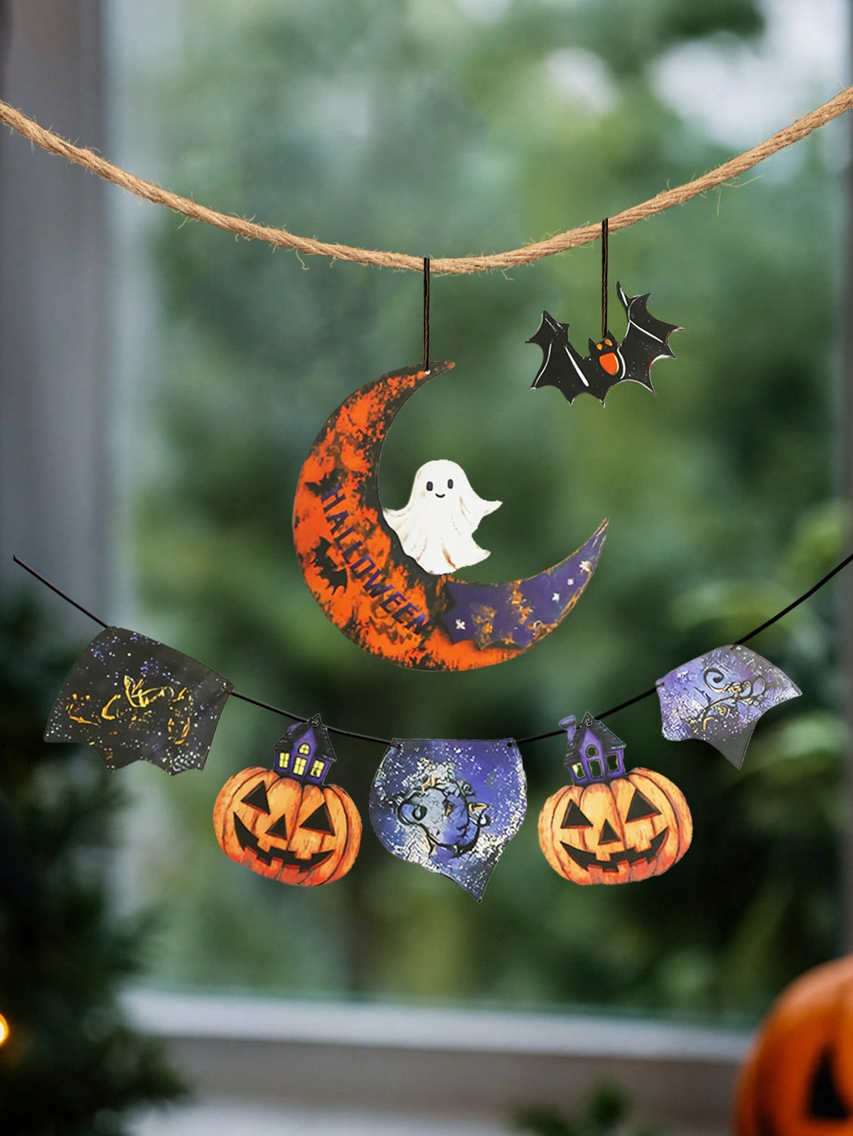 pumpkin bat moon Halloween banner - photo 6