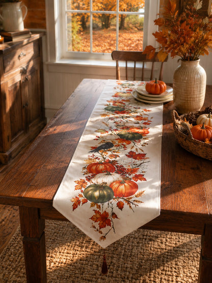 pumpkin crow fall table runner - photo 6