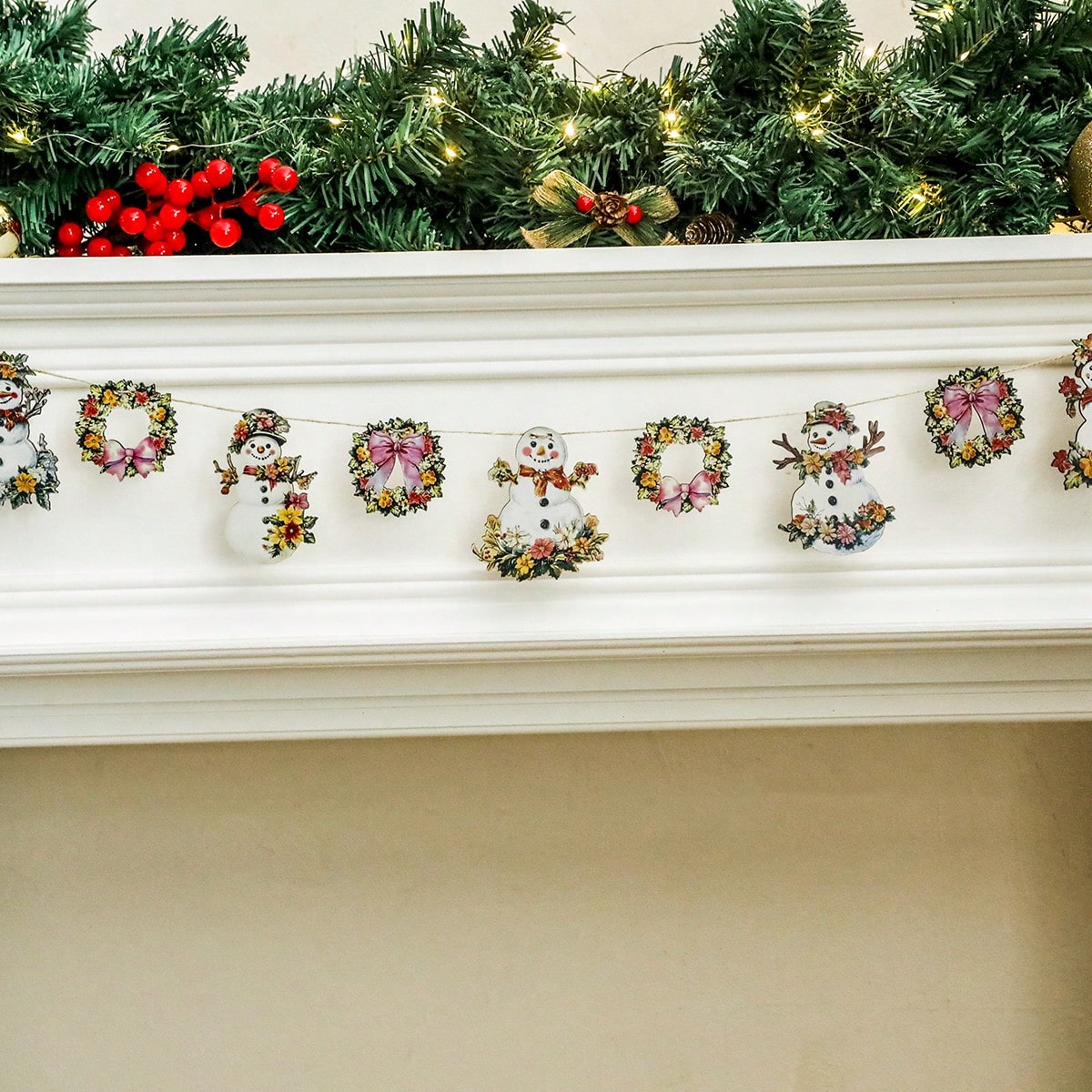 floral snowman wreath garland - photo 6