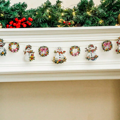 floral snowman wreath garland - photo 6