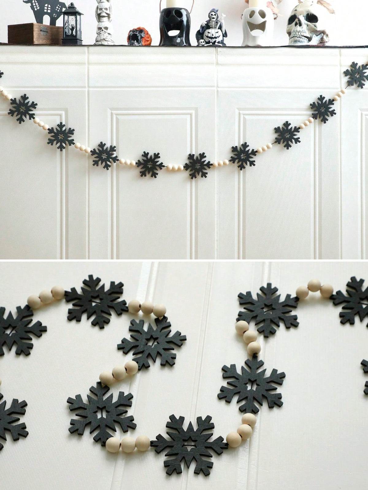 felt snowflake bead garland - Black photo 6