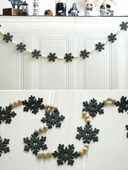 felt snowflake bead garland - Black photo 6
