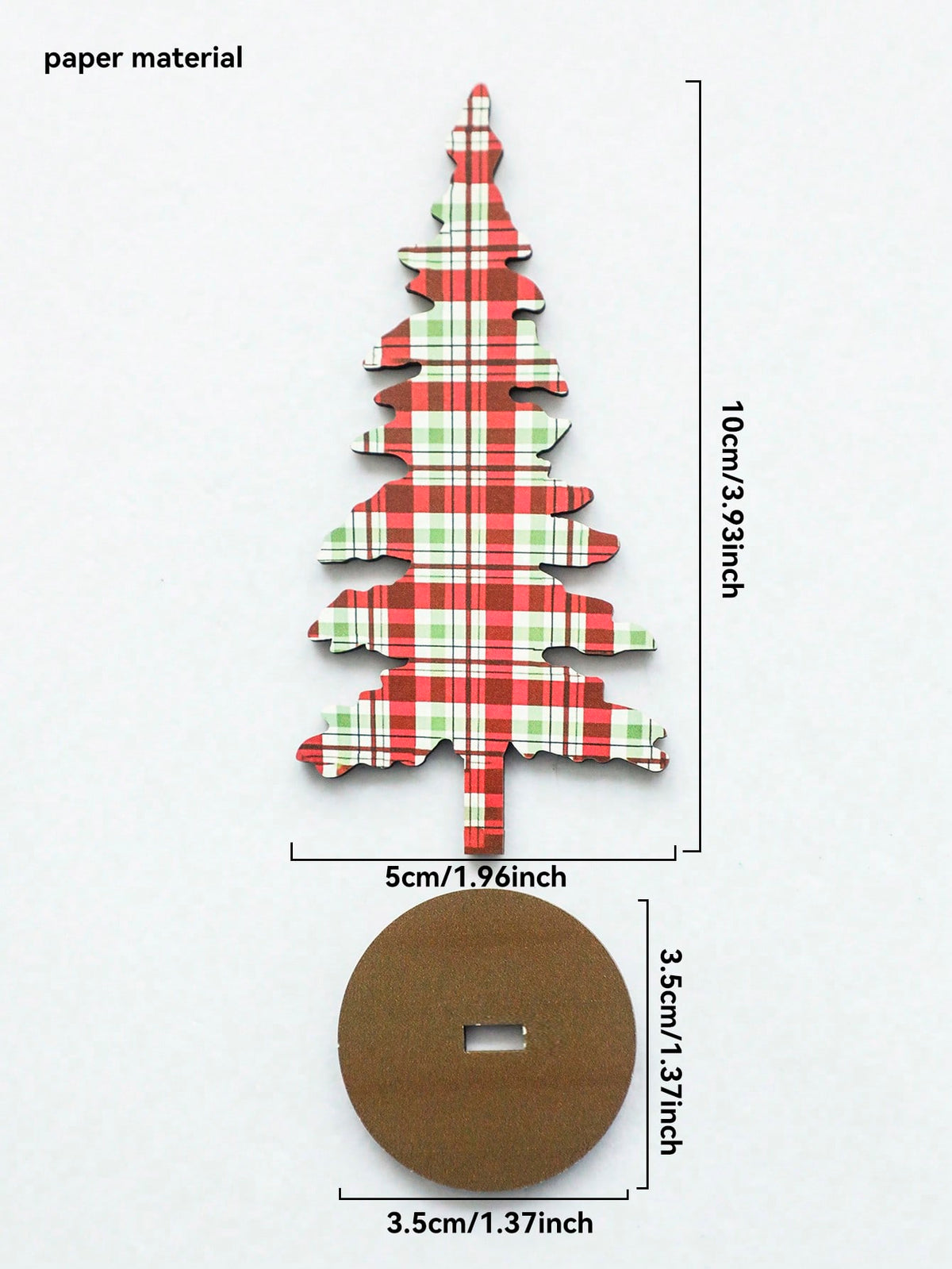 patterned Christmas tree tabletop decor - Red Plaid / Large