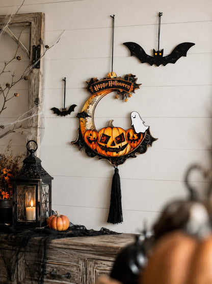 crescent moon pumpkin hanging decor - photo 7
