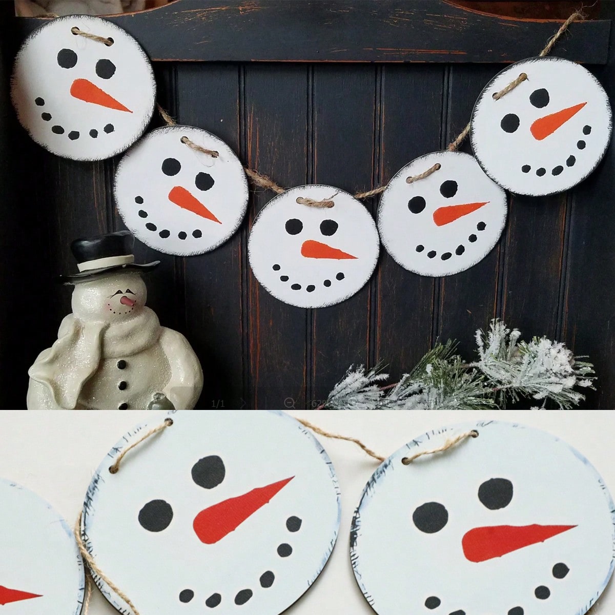 snowman face Christmas garland - photo 7