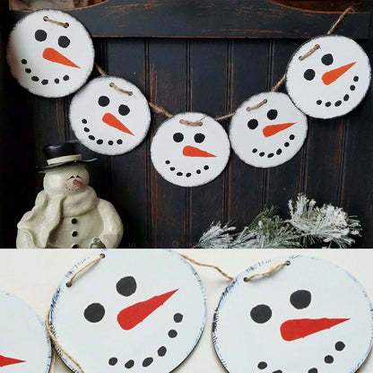 snowman face Christmas garland - photo 7
