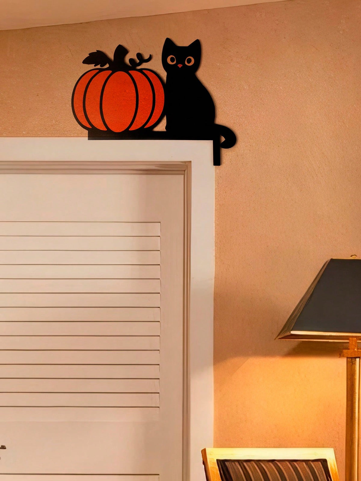 black cat pumpkin door corner decor - photo 6