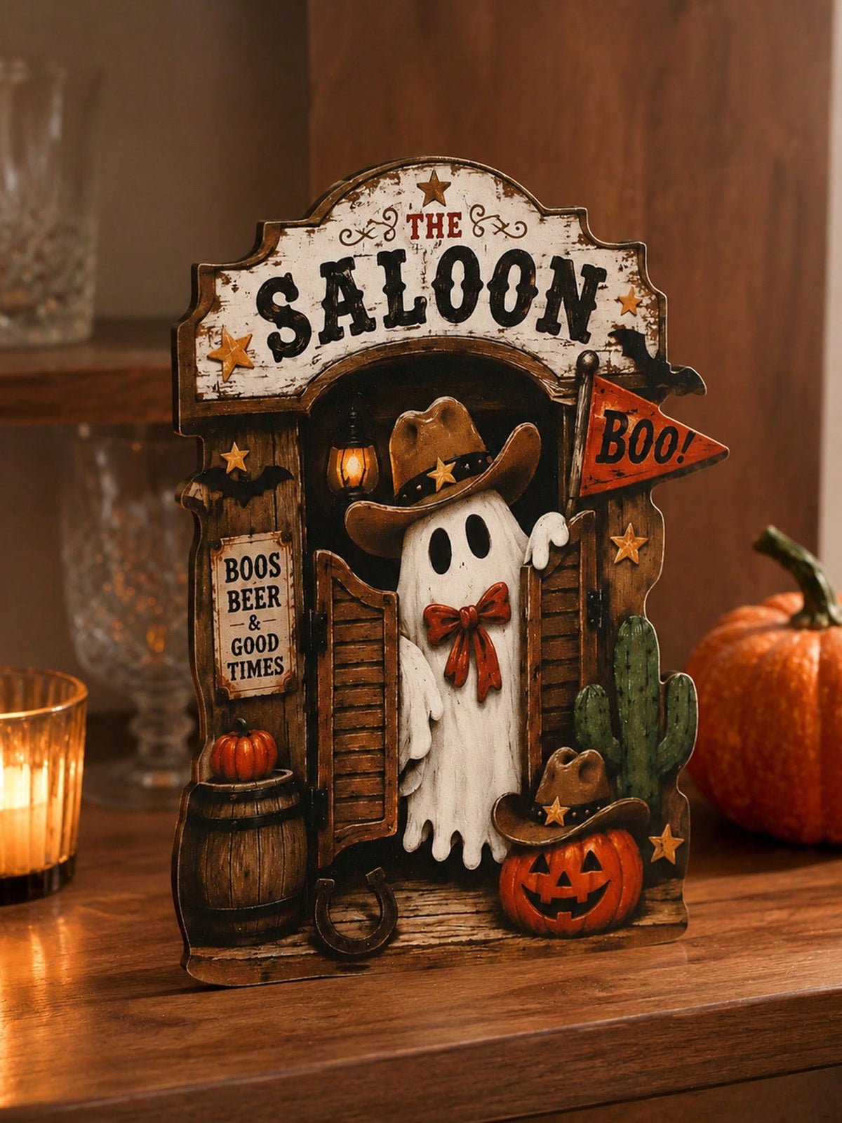 ghost saloon Halloween tabletop sign - photo 7